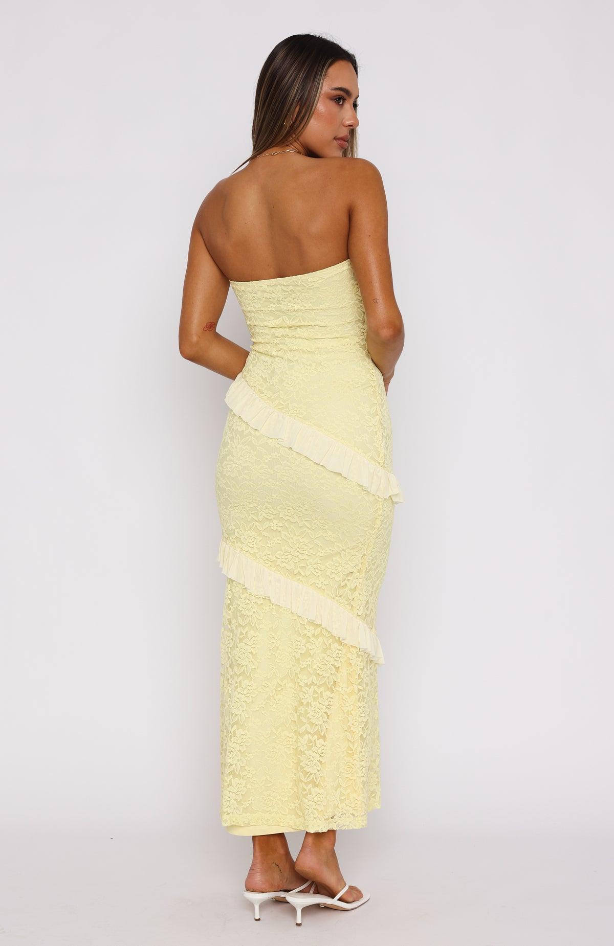 She's A Masterpiece Lace Maxi Dress Lemon Product Image