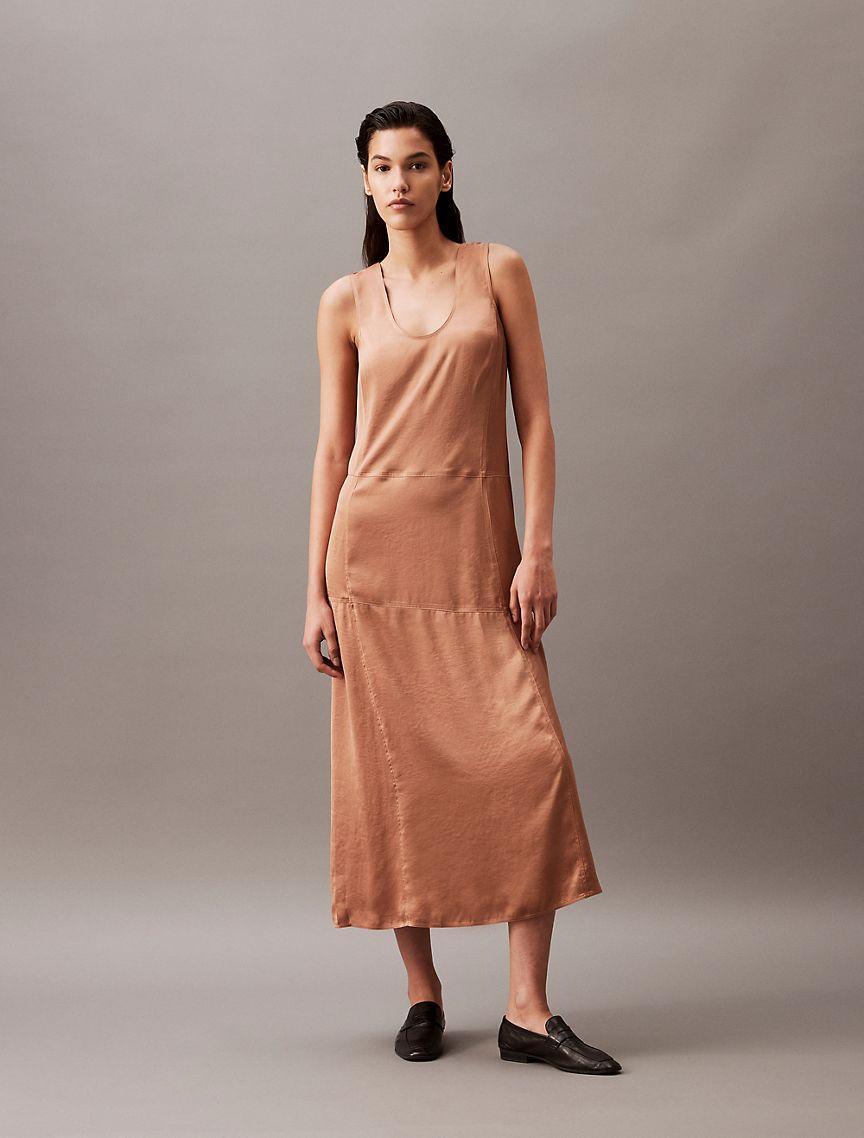 Crushed Satin Maxi Dress Product Image