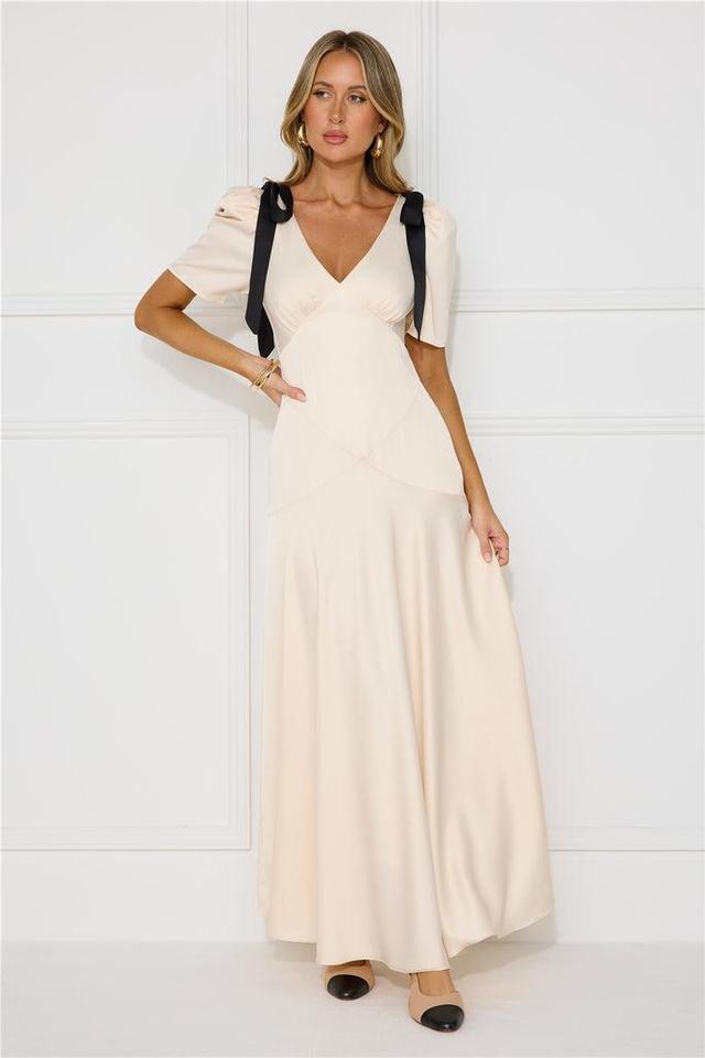 Vintage Era Satin Maxi Dress Cream Product Image