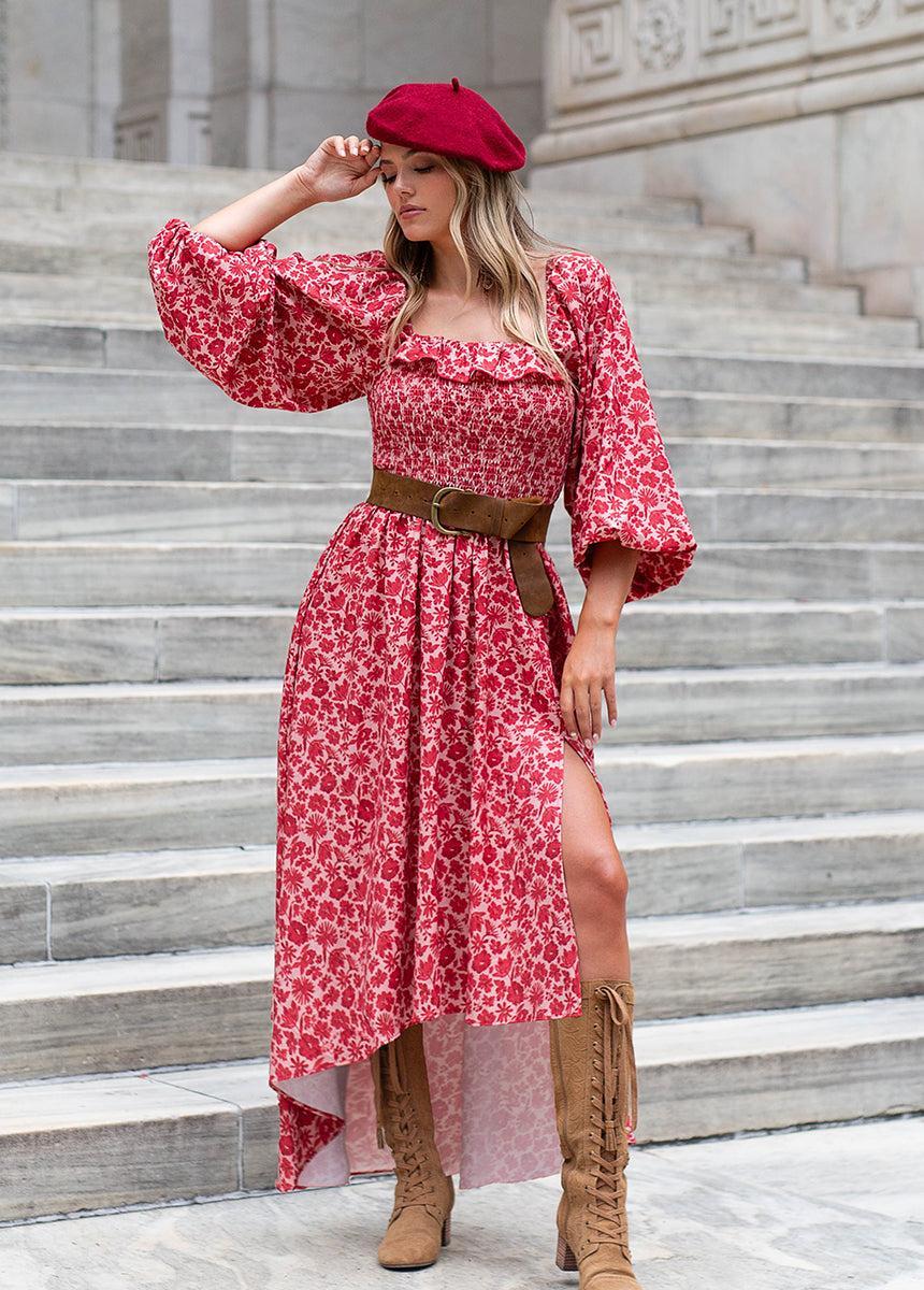 Odette Dress in Red Floral product image