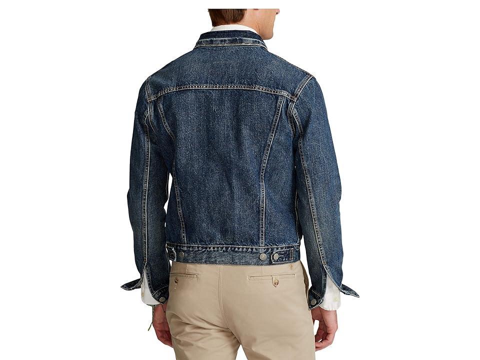 Mens Faded Denim Trucker Jacket Product Image