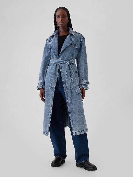 Longline Icon Denim Trench Jacket Product Image