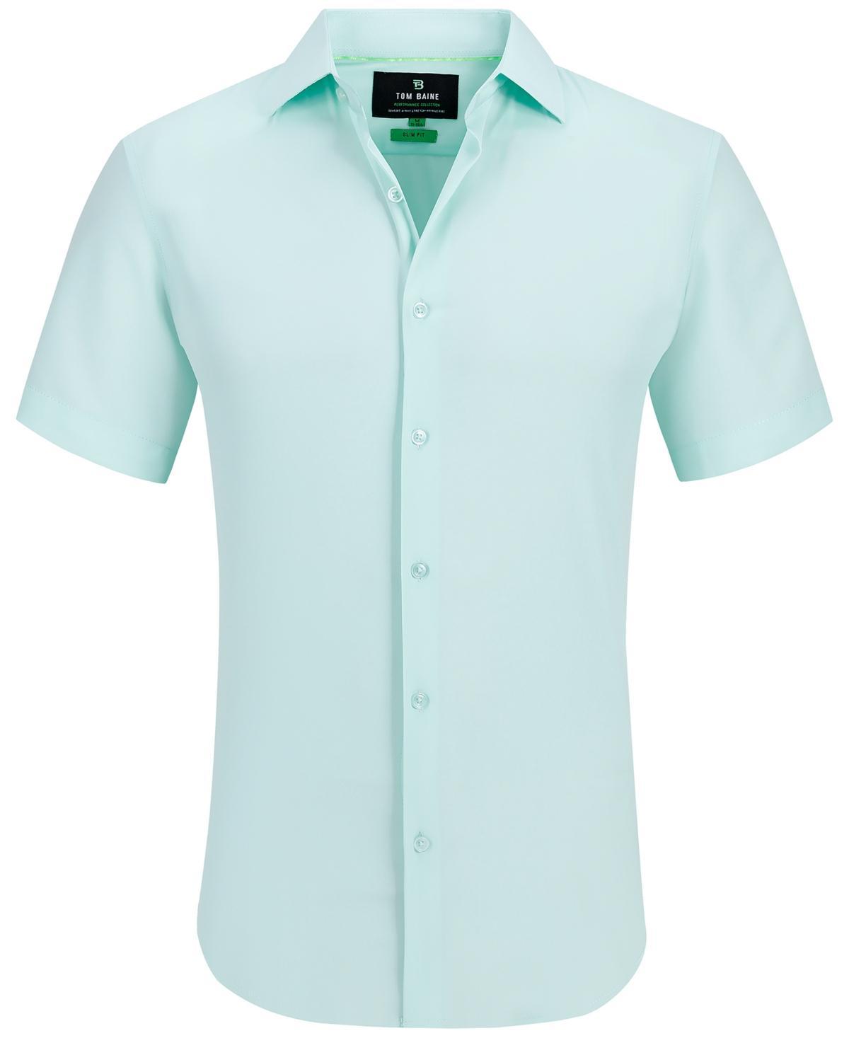 Mens Slim Fit Short Sleeve Performance Button Down Dress Shirt Product Image