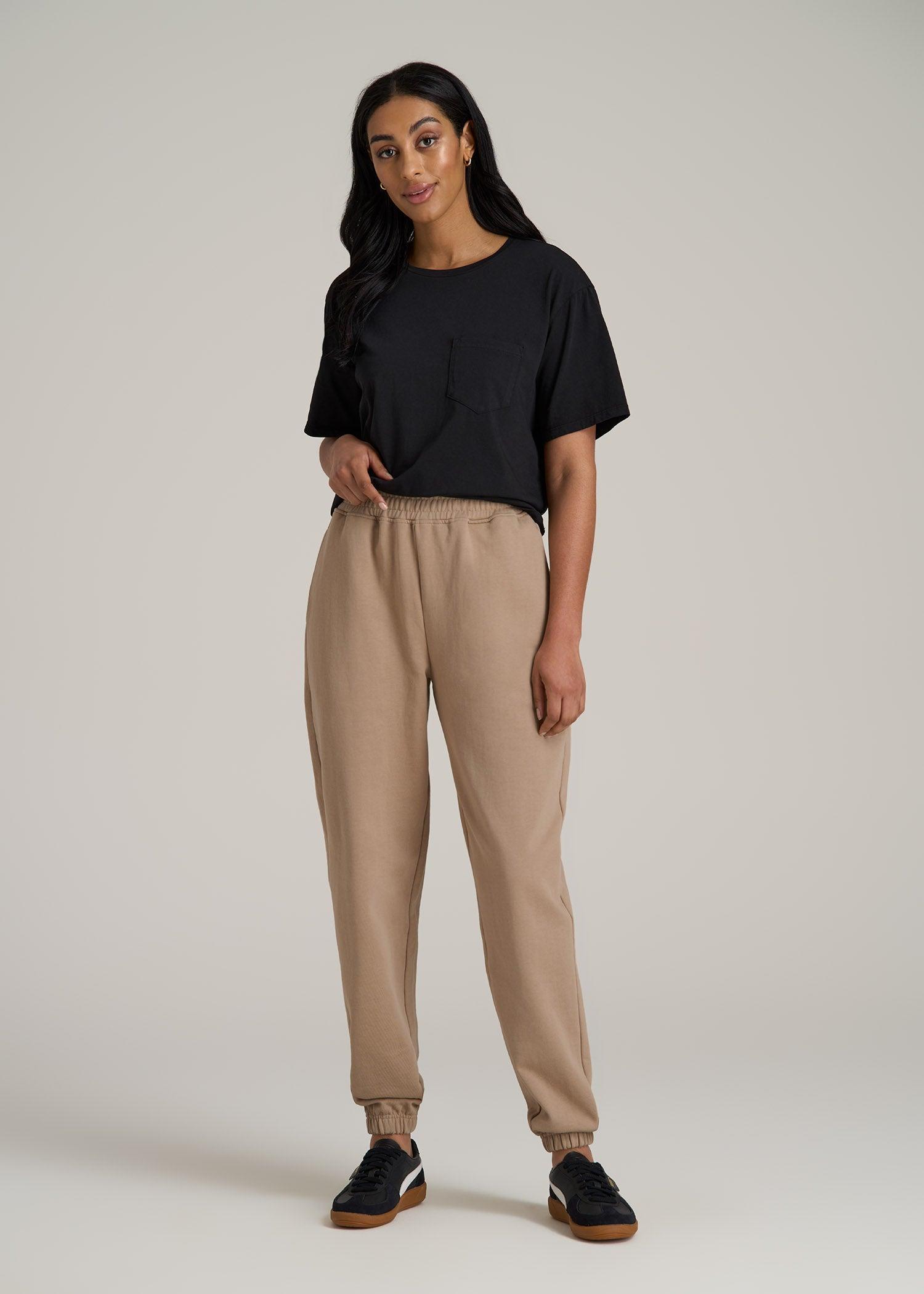 Wearever Oversized French Terry Joggers for Tall Women in Light Camel Product Image