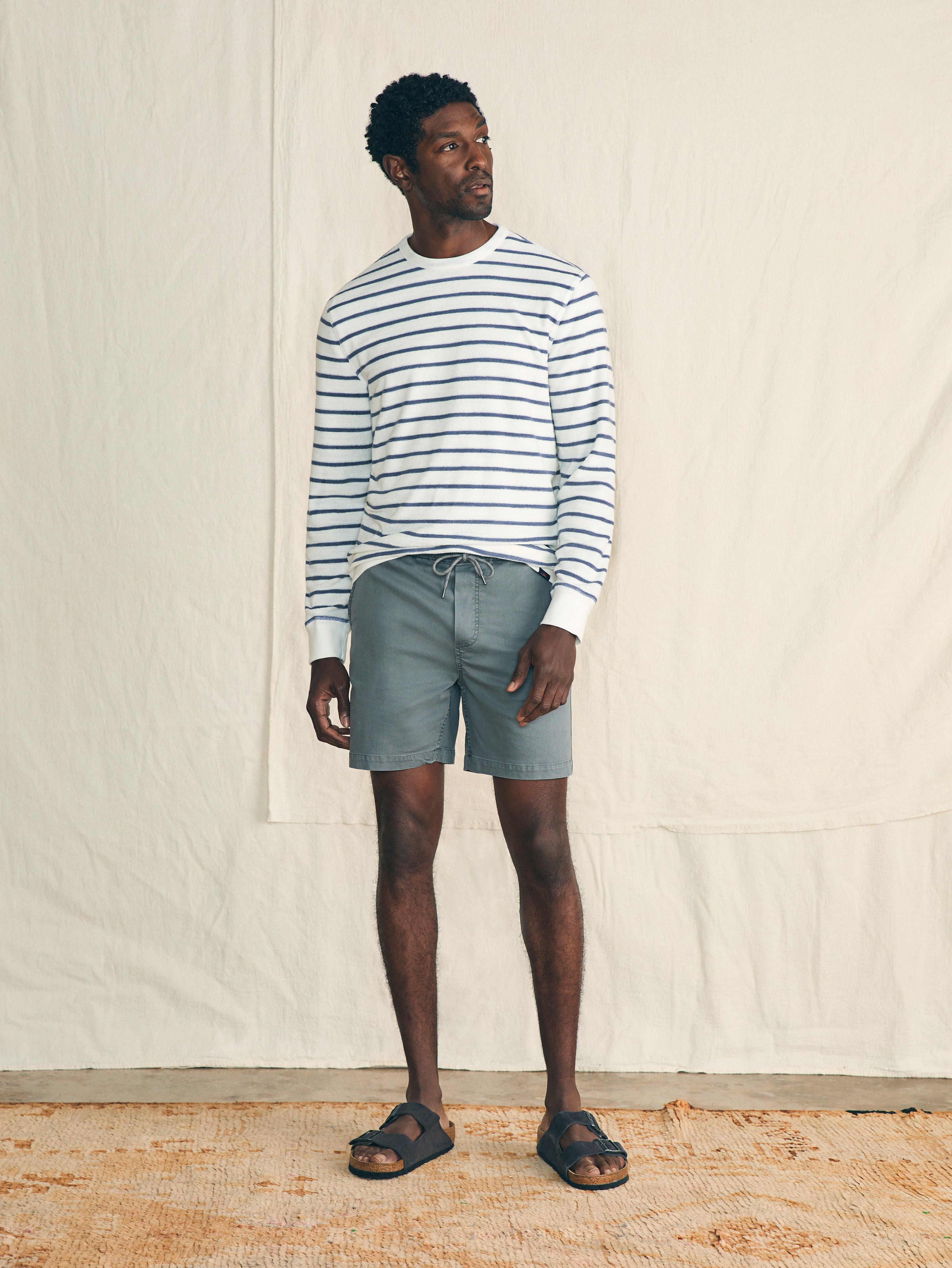 Cabana Towel Terry Crewneck - Stormy Sky Breton Stripe Male Product Image