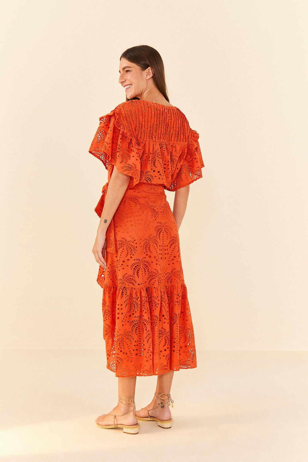 Orange Palm Tree Richelieu Midi Skirt Product Image