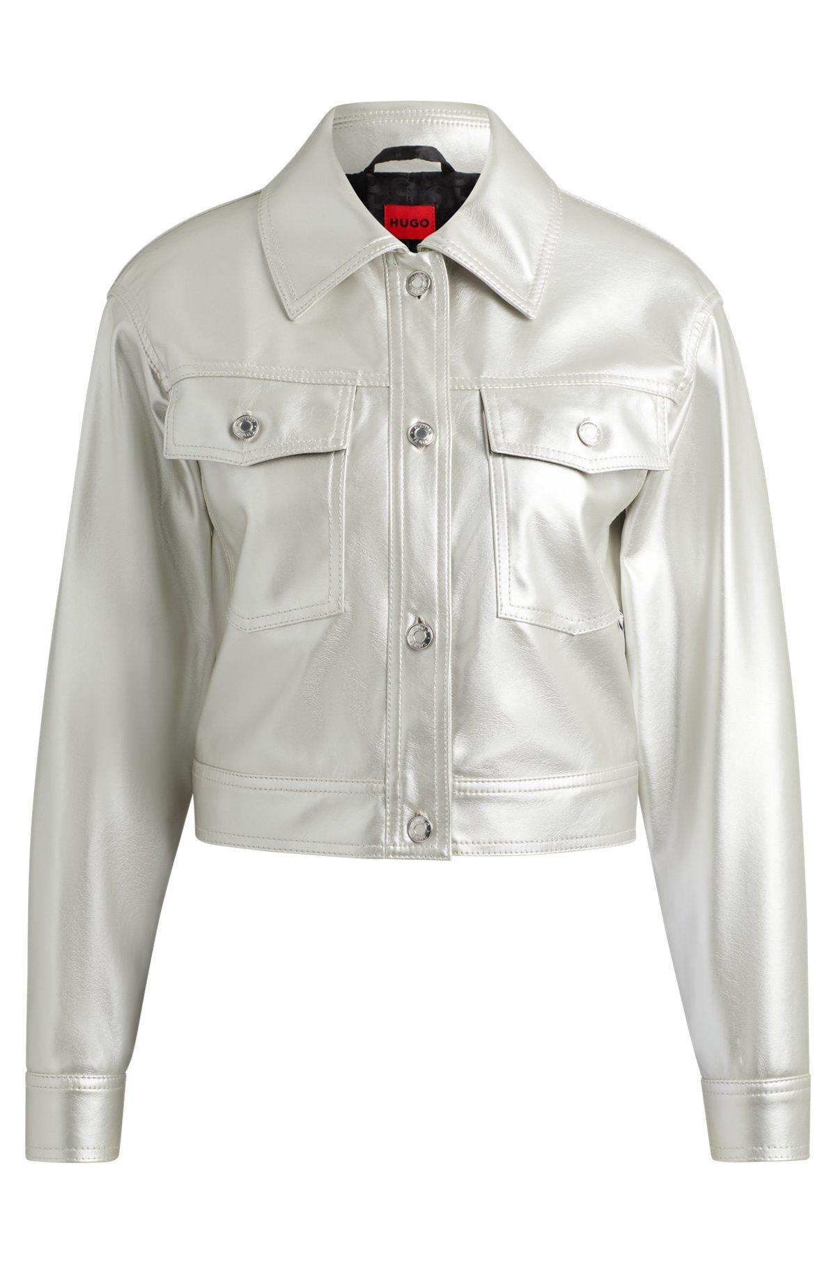 Relaxed-fit jacket in metallic faux leather Product Image