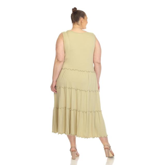 Plus Size White Mark Tiered Midi Dress, Womens Light Red Product Image