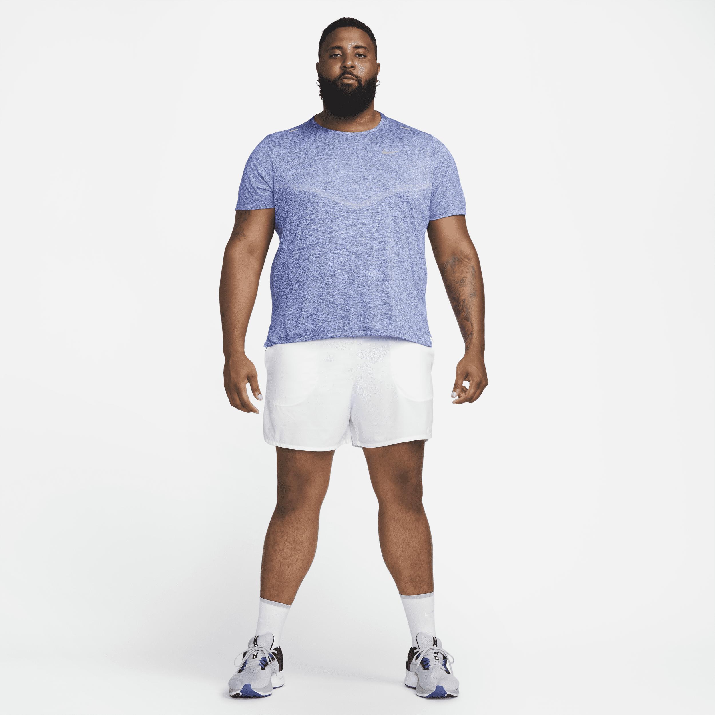 Nike Mens Dri-Fit Rise 365 Short Sleeve T-Shirt - Reflective Silver/Game Royal Product Image