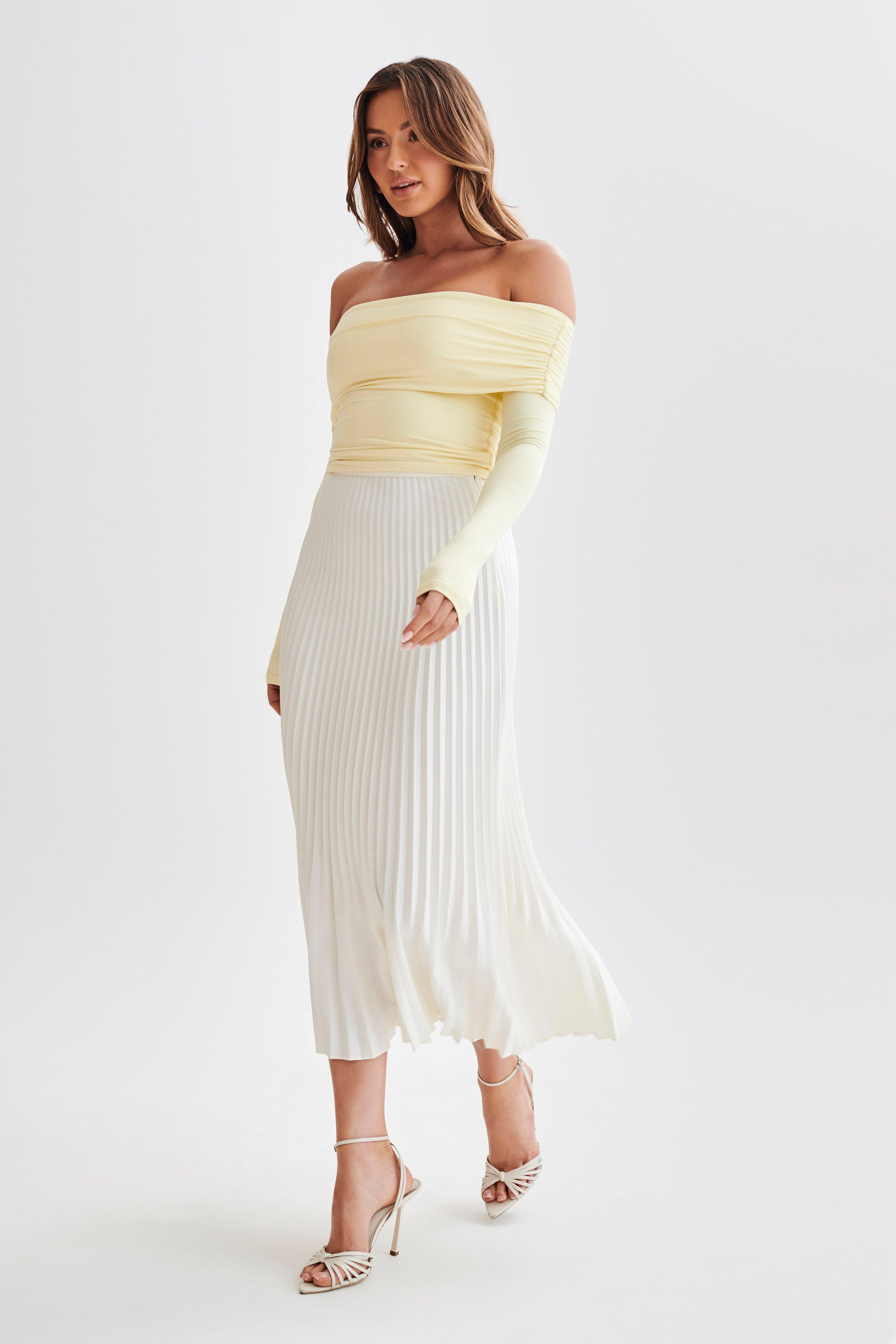 Lucinda Recycled Nylon Off Shoulder Top - Lemon Product Image