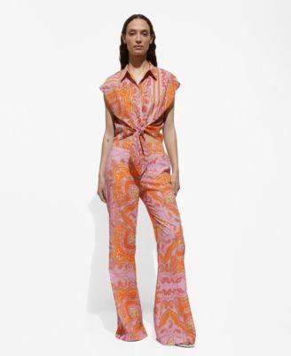 Mango Womens Printed Lyocell Pants Product Image