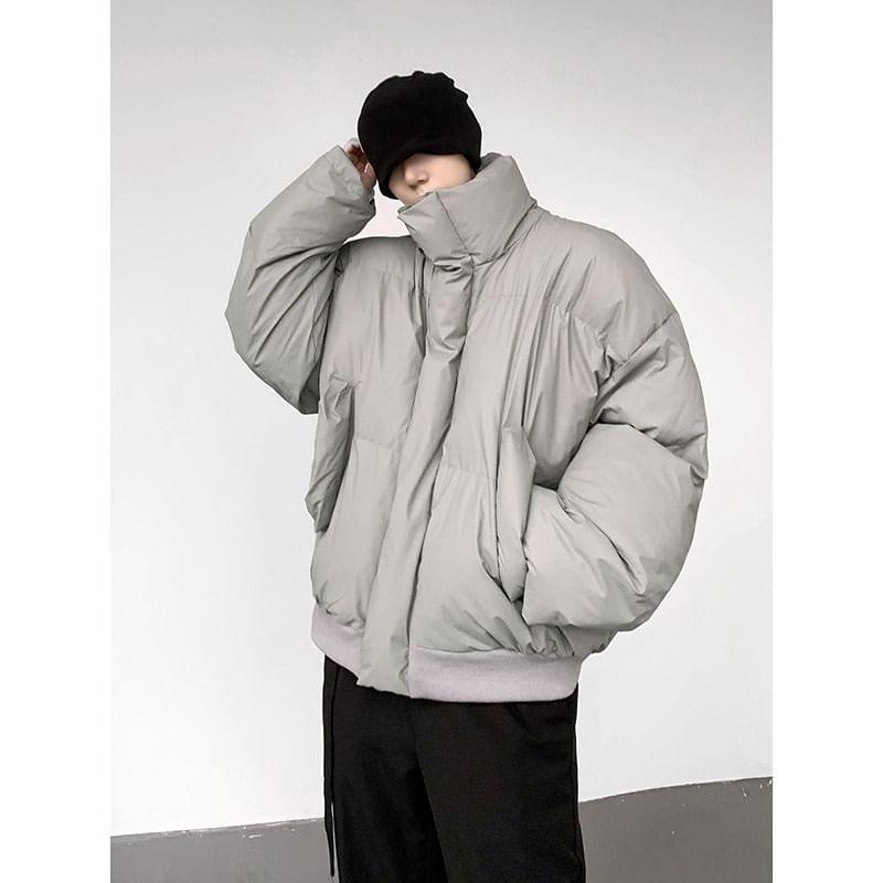 Stand Collar Plain Oversized Puffer Jacket Product Image