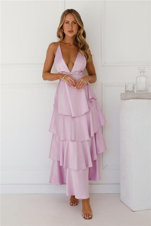 Party Of The Year Satin Maxi Dress Lilac Product Image