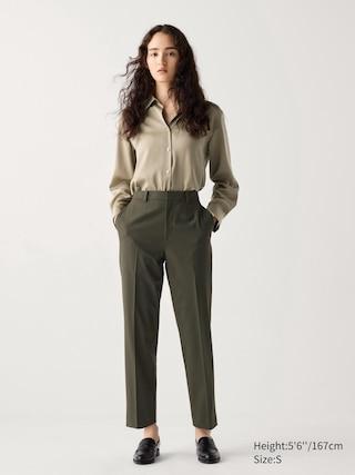 Womens Smart Ankle Pants 2-Way Stretch Olive XL UNIQLO US Product Image