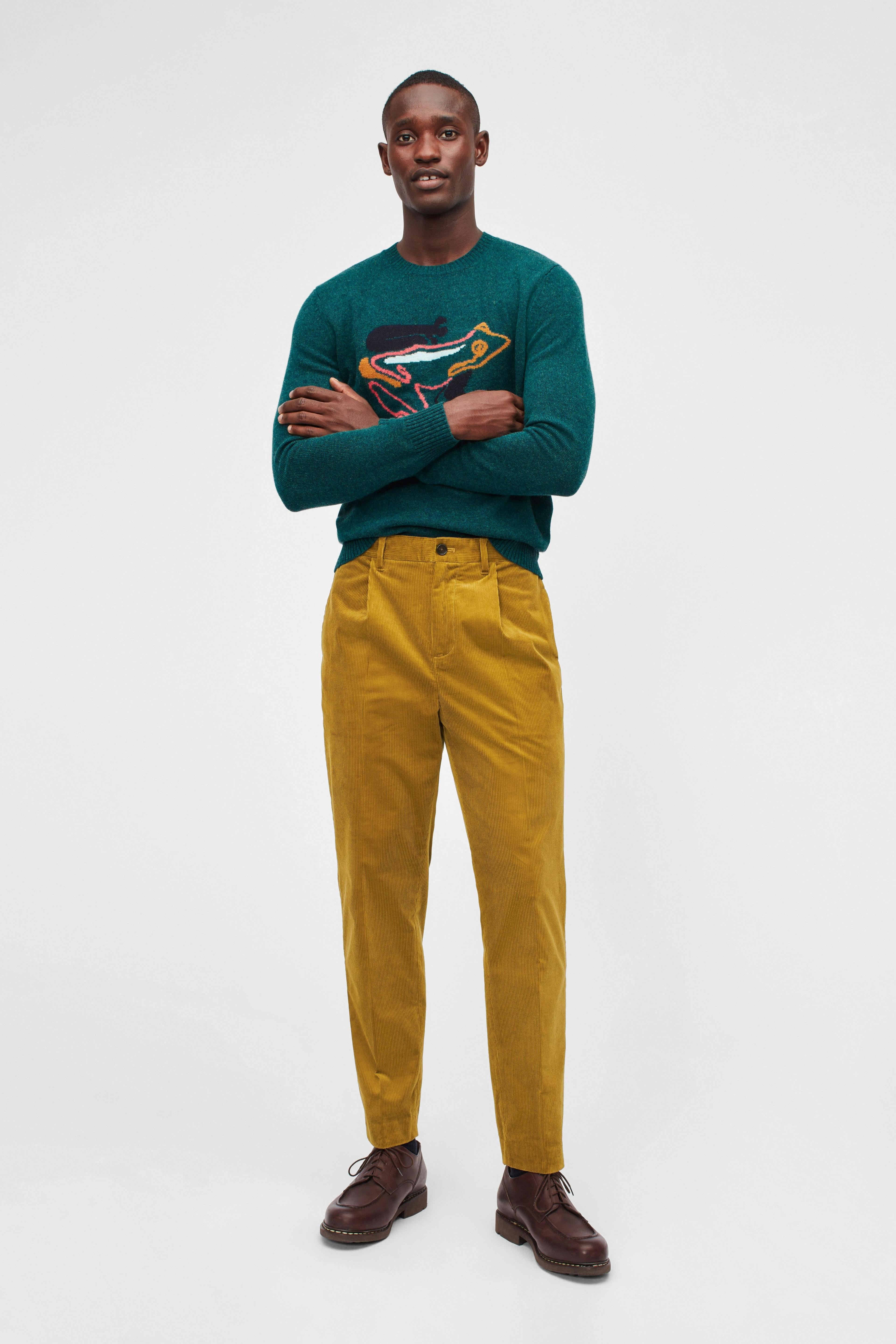 Pleated Stretch Corduroy Trousers Product Image