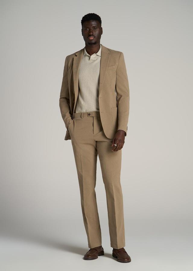 Garment Washed Stretch Chino Suit Pants for Tall Men in Desert Khaki Product Image