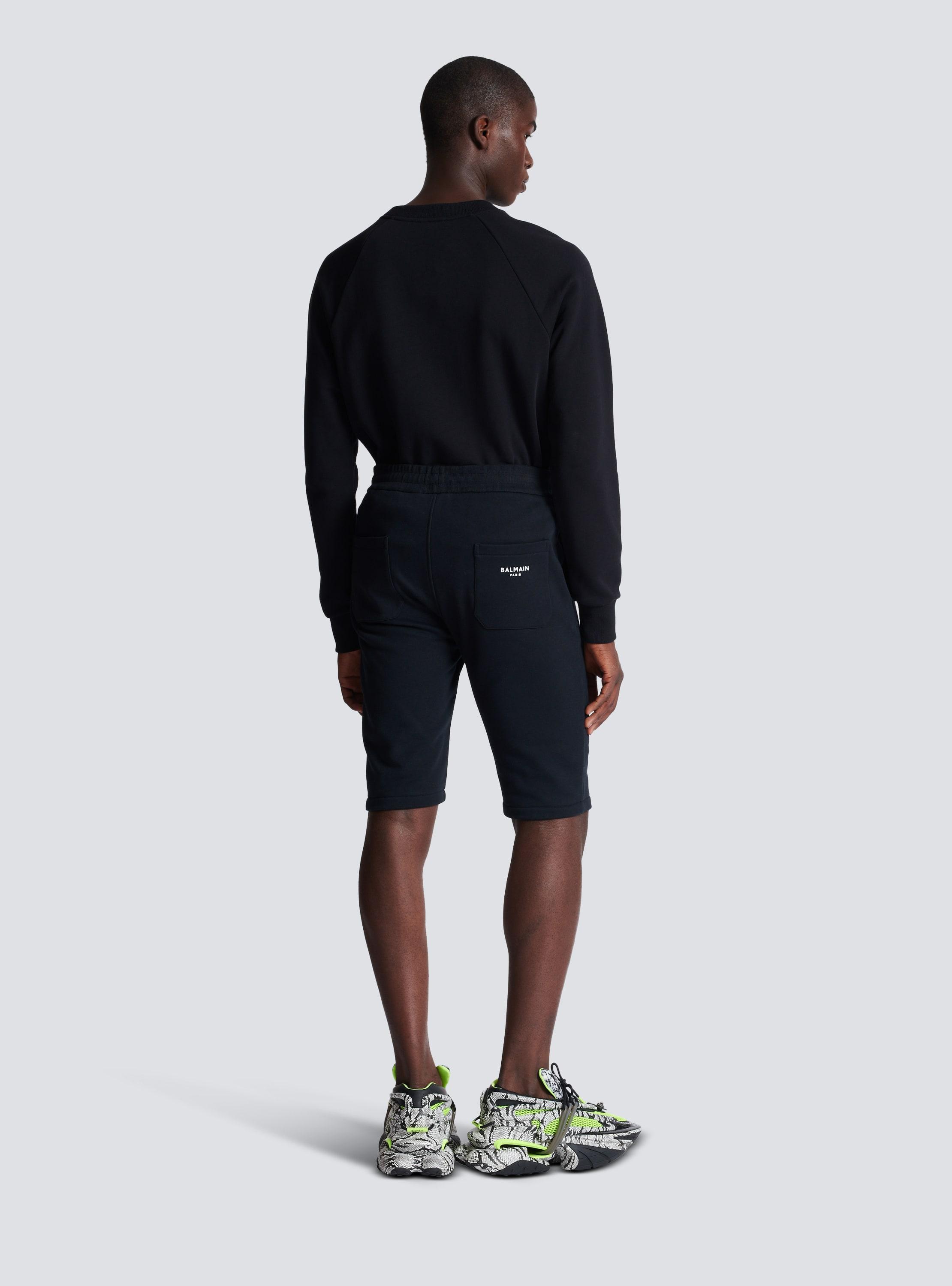 Cotton shorts with flocked Balmain Paris logo Product Image