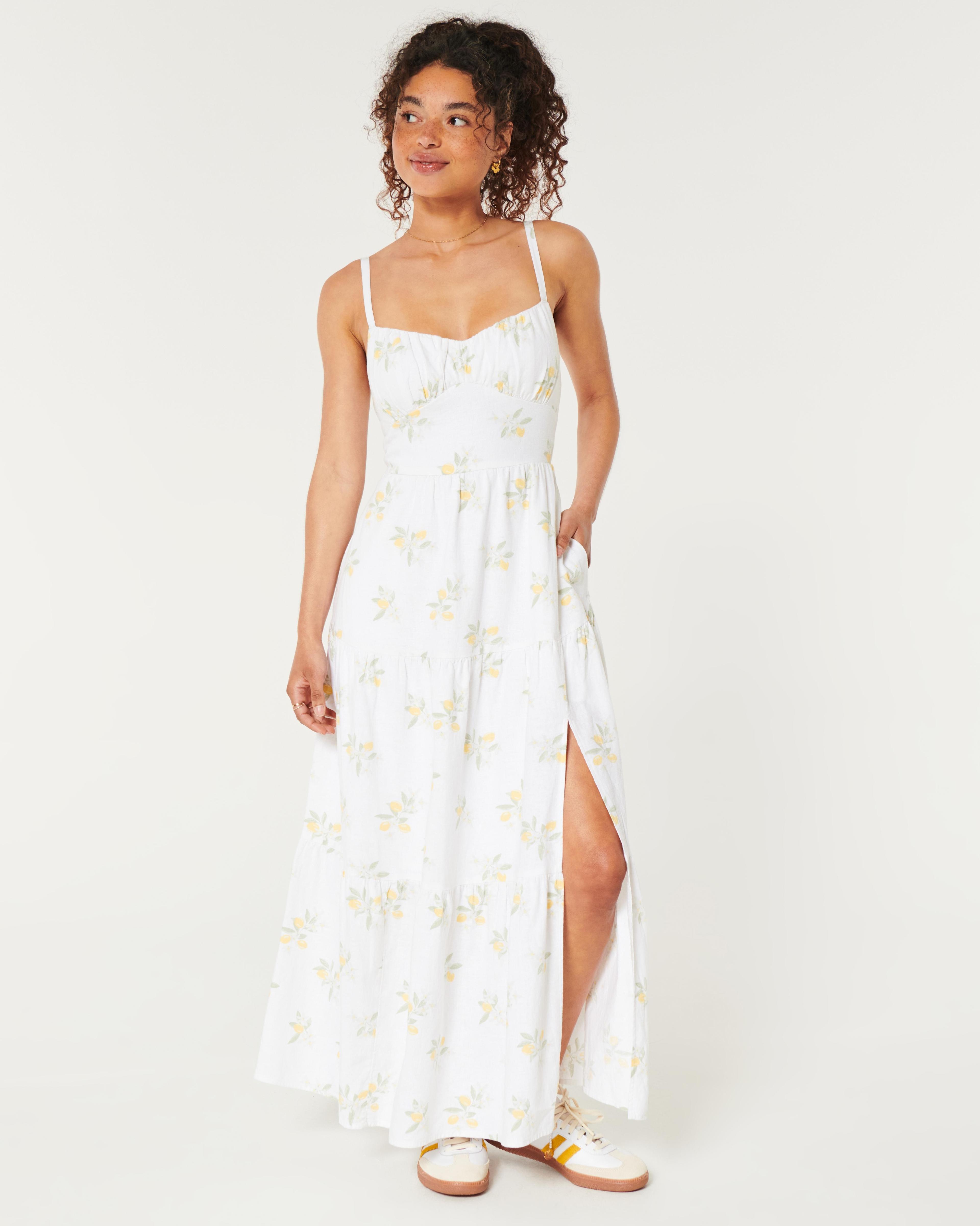 Linen-Blend Open Back Maxi Dress Product Image