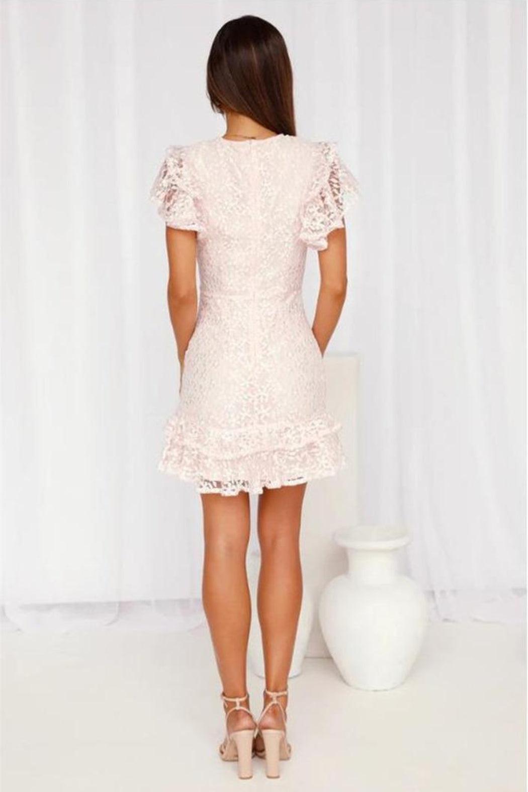 Pink Lace Dress Female Product Image