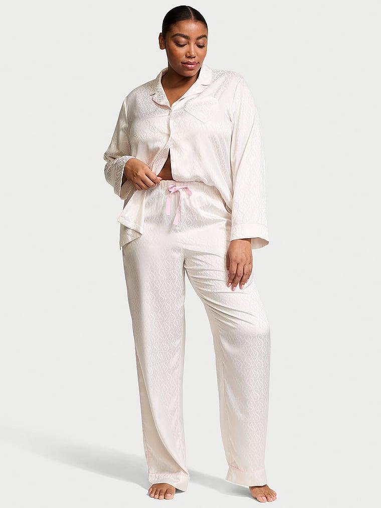 Glazed Satin Long Pajama Set Product Image