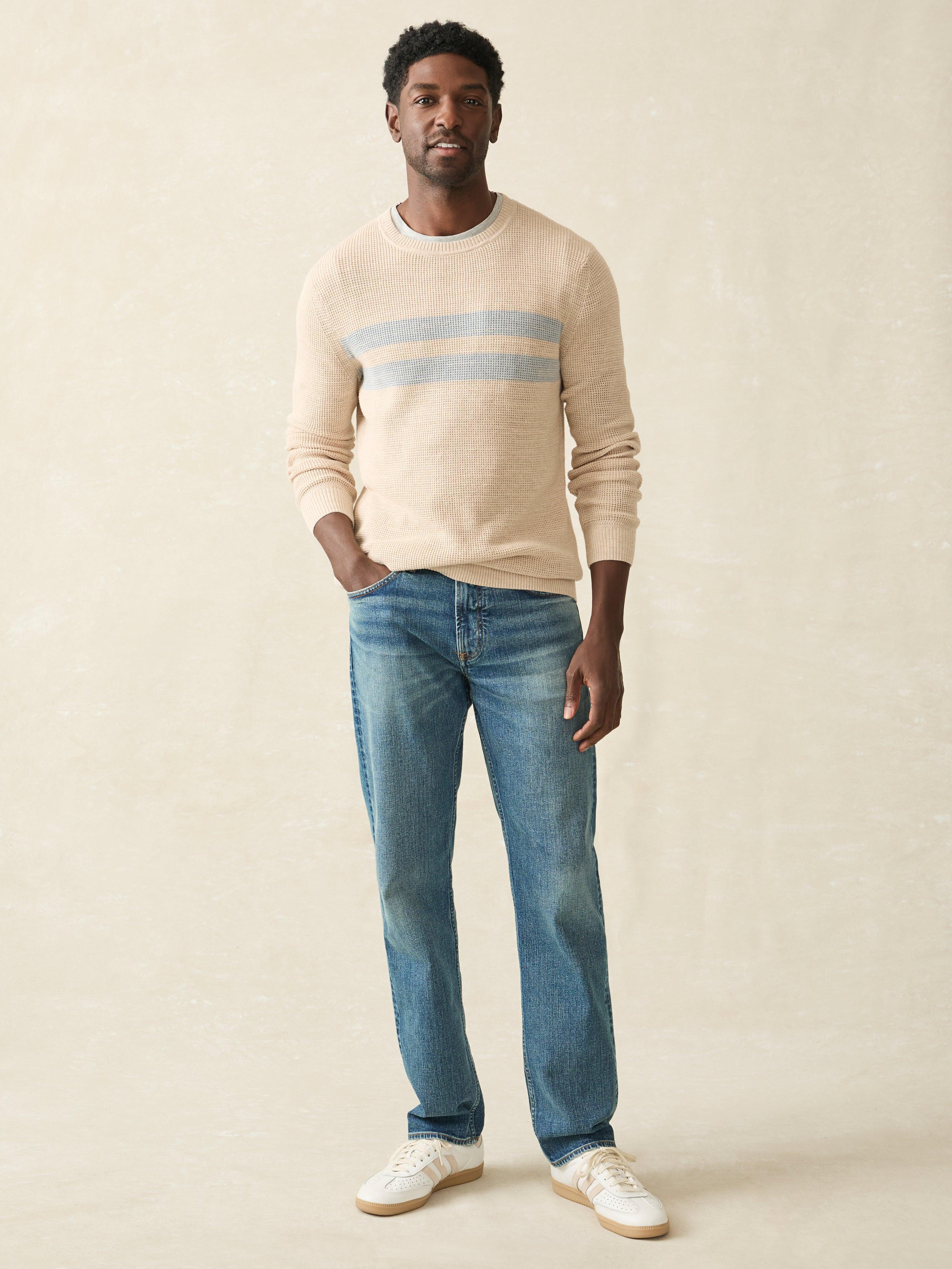 Sunwashed Crewneck Sweater - Dune Natural Surf Stripe Male Product Image