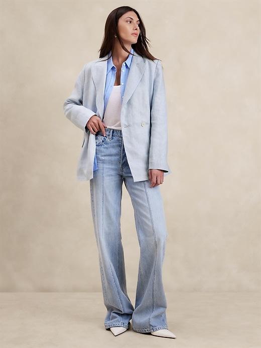 Relaxed Pinstripe Linen Blazer Product Image