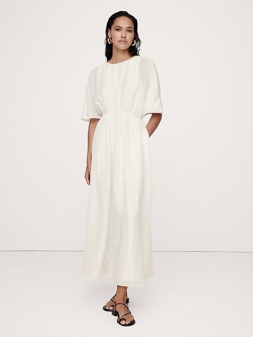 Linen-Silk Cut-Out Maxi Dress Product Image