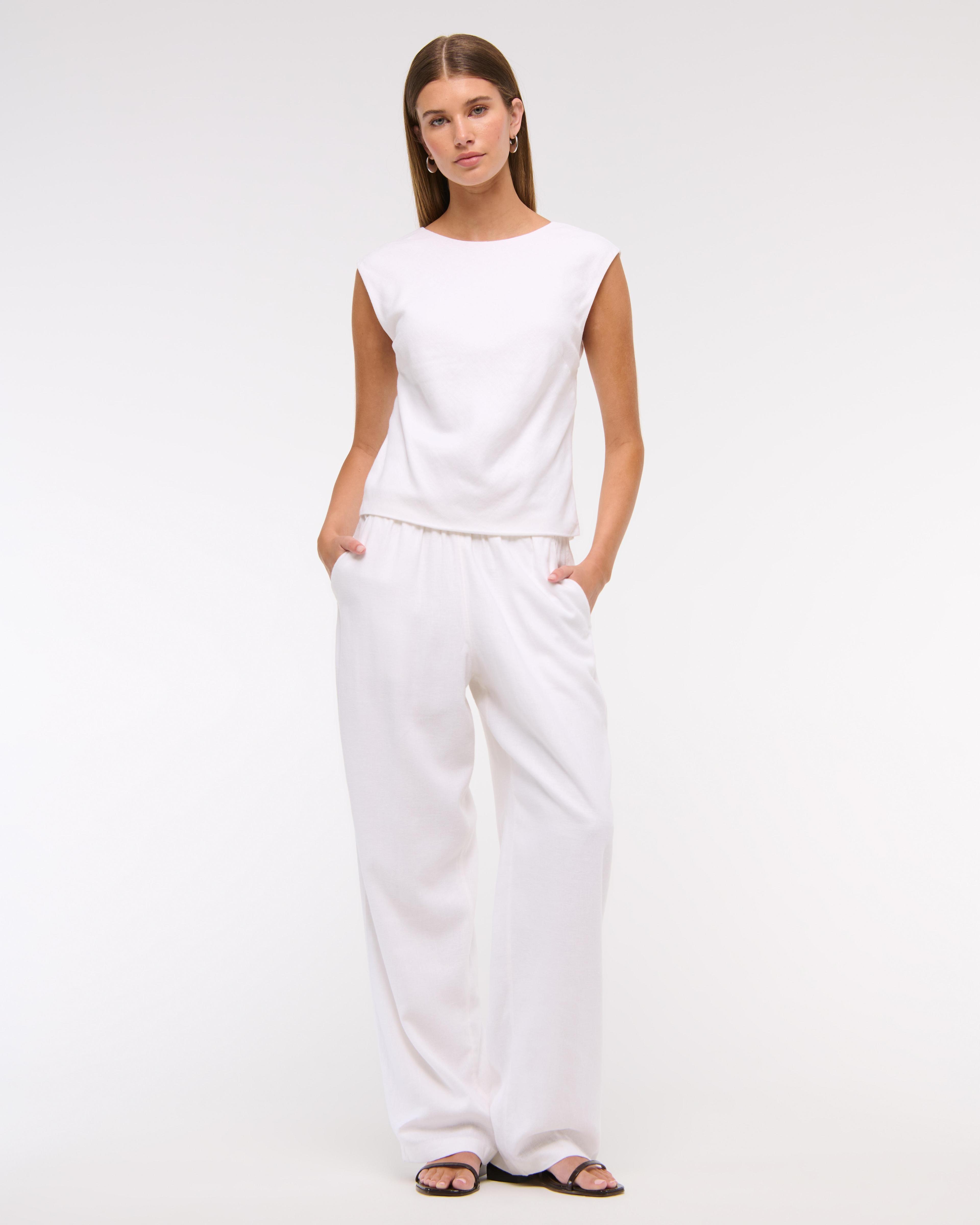 Straight Linen-Blend Pull-On Pant Product Image