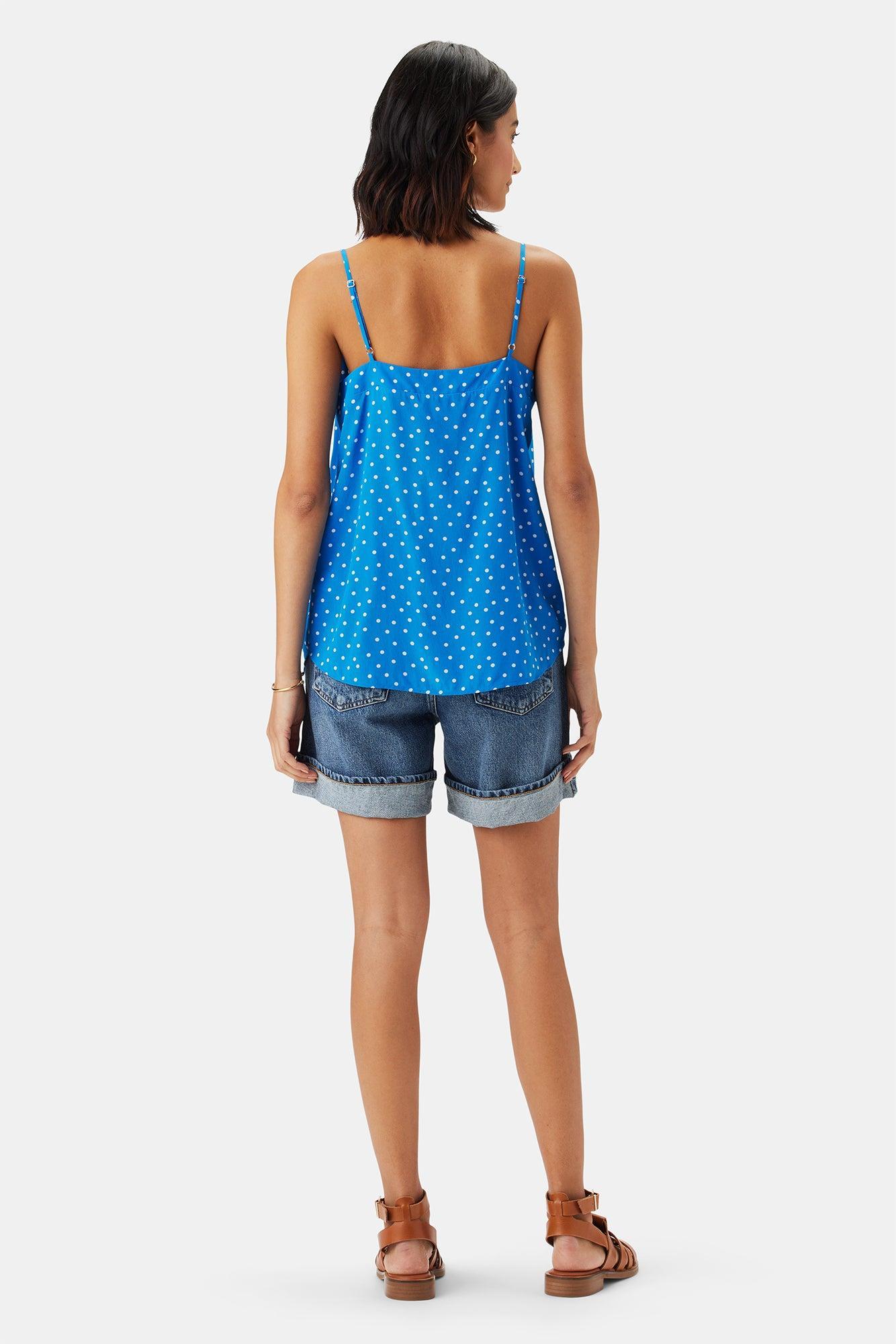 Barlow Washable Silk Tank - Riviera Dot Turquoise Product Image