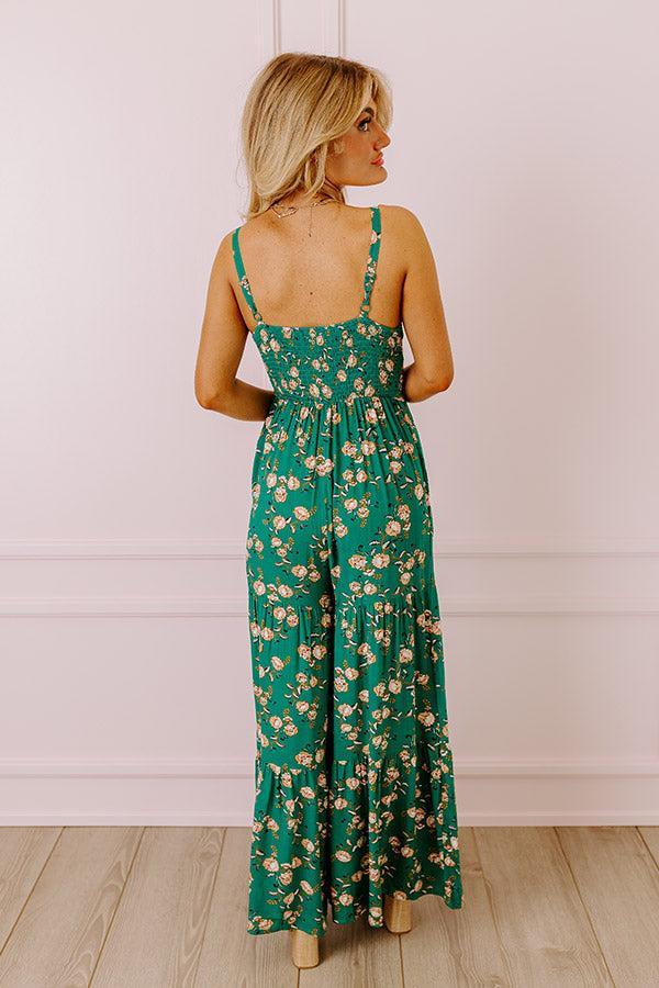 All Of A Sudden Floral Jumpsuit In Green Product Image