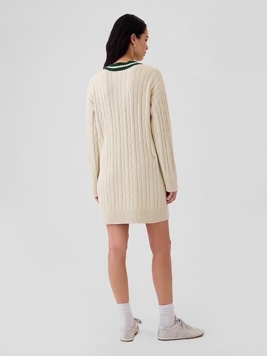 CashSoft Varsity Cable-Knit Mini Sweater Dress Product Image