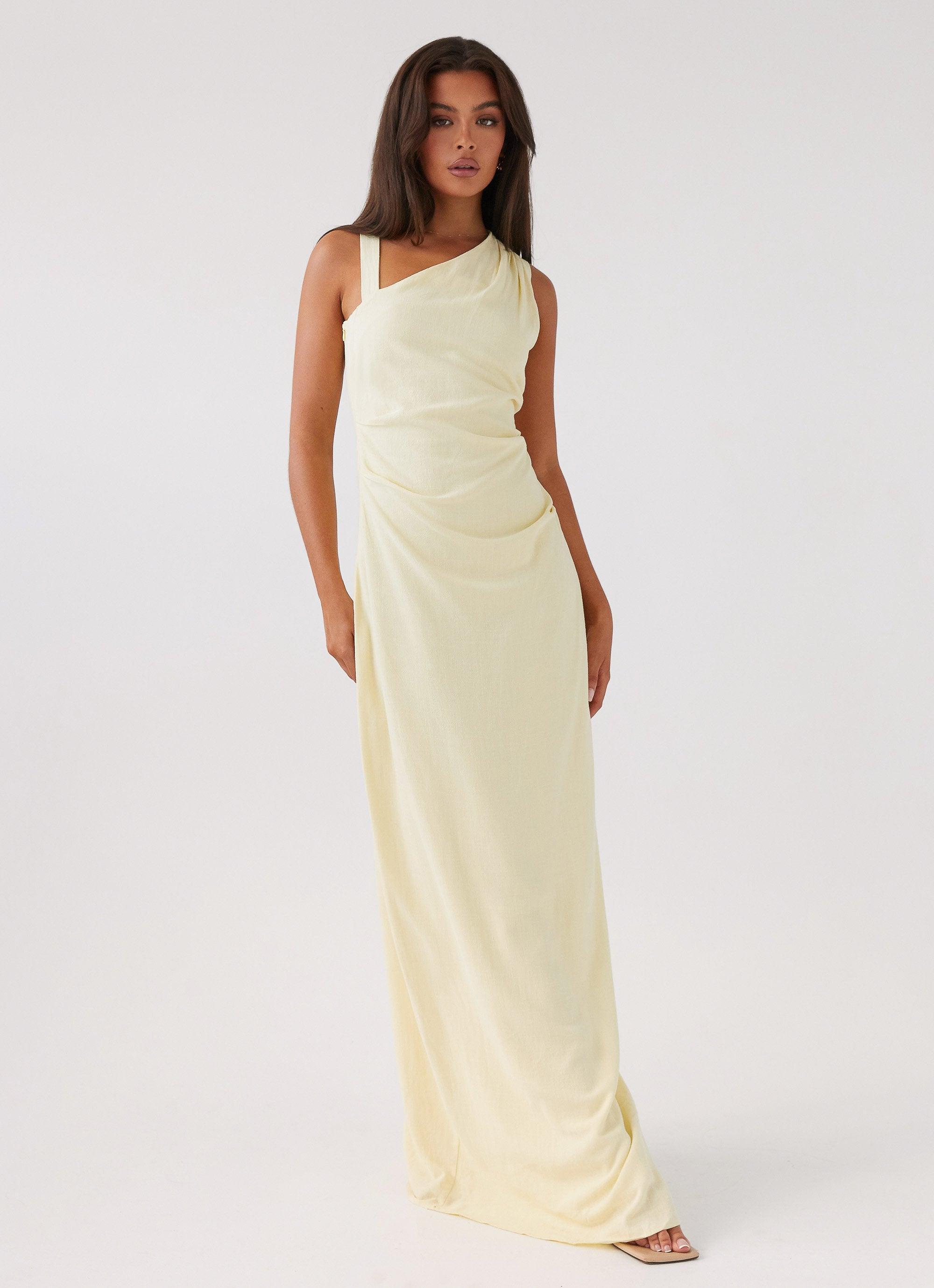 Daffodil Charm Linen Maxi Dress - Sunflower Yellow Product Image