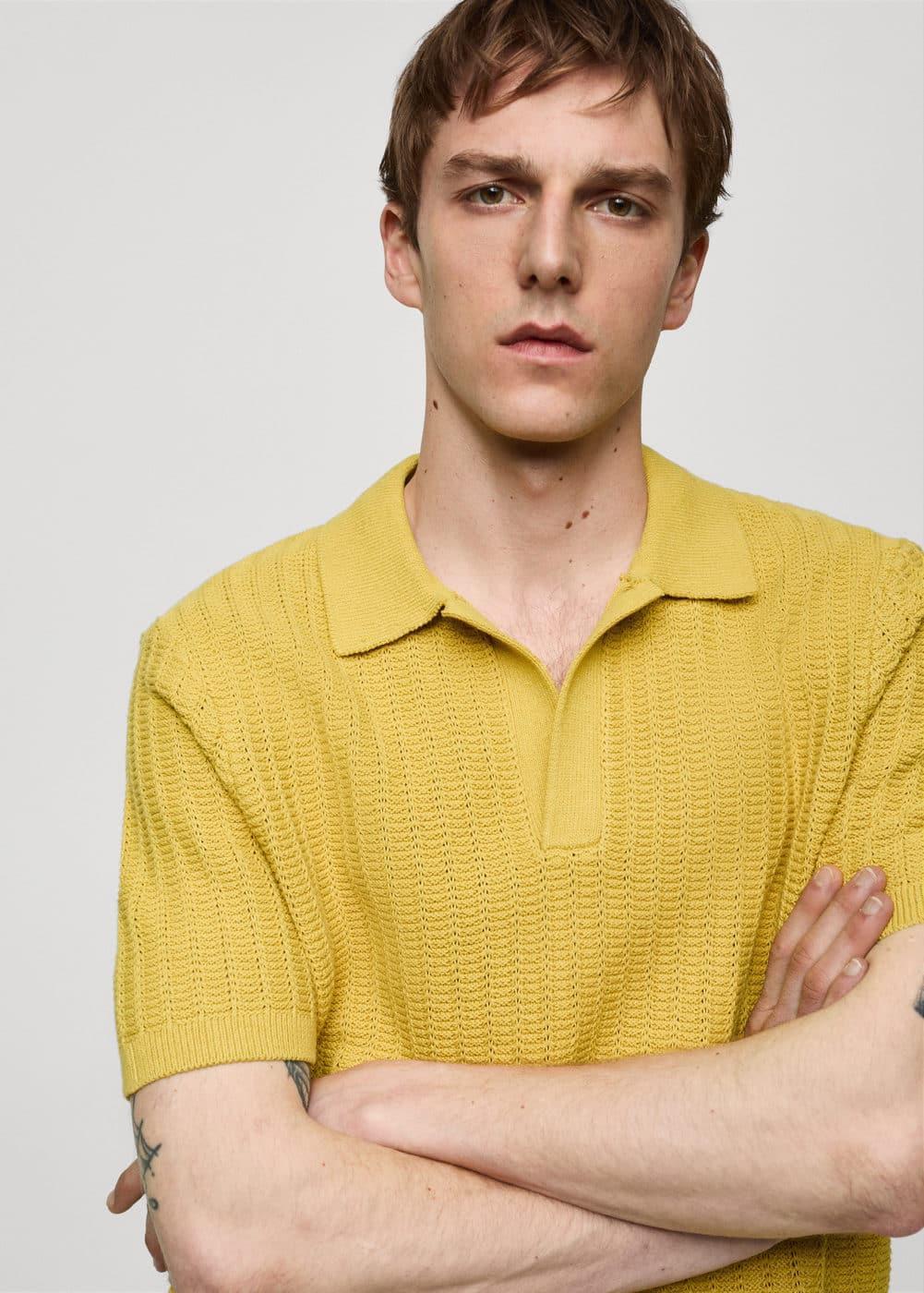 MANGO MAN - Braided knit polo shirt limeMen Product Image