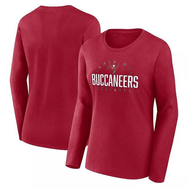 Womens Fanatics Branded Red Tampa Bay Buccaneers Plus Size Foiled Play Long Sleeve T-Shirt Product Image