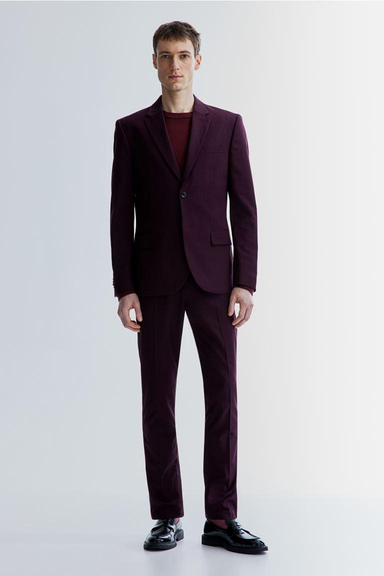 H & M - Skinny Fit Suit Pants - Red Product Image