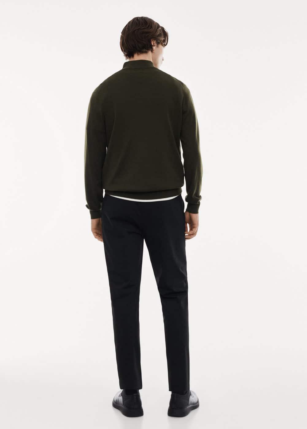 MANGO MAN - 100% merino wool sweater with zipper collar khakiMen Product Image