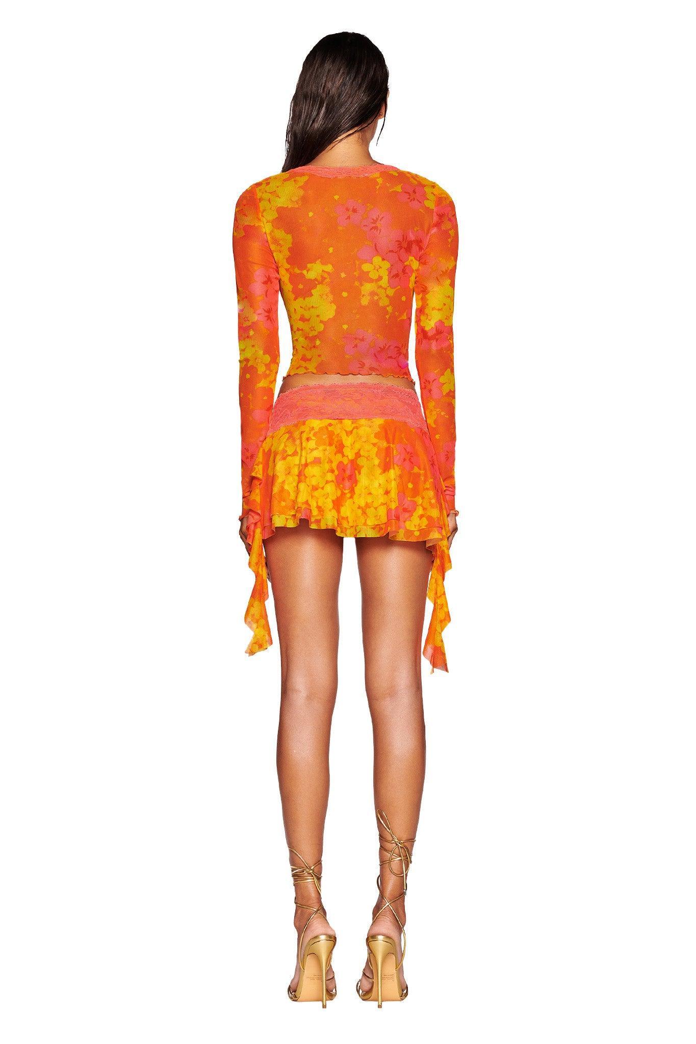 SILO SKIRT - ORANGE : NEON FLORAL Product Image