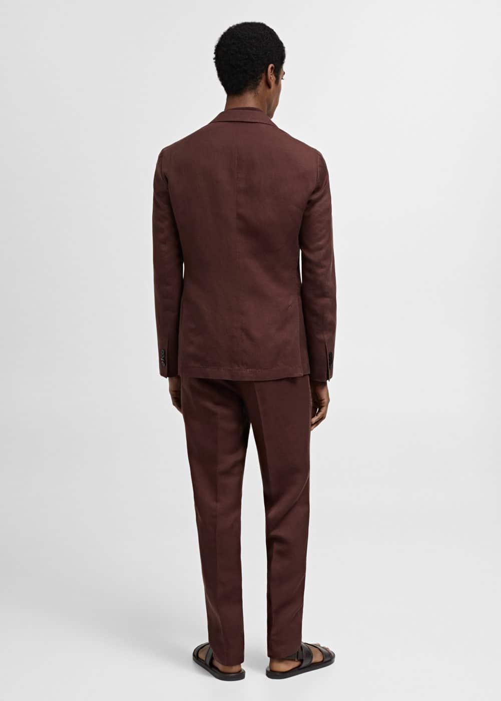 MANGO MAN - Slim fit linen suit blazer burgundyMen Product Image