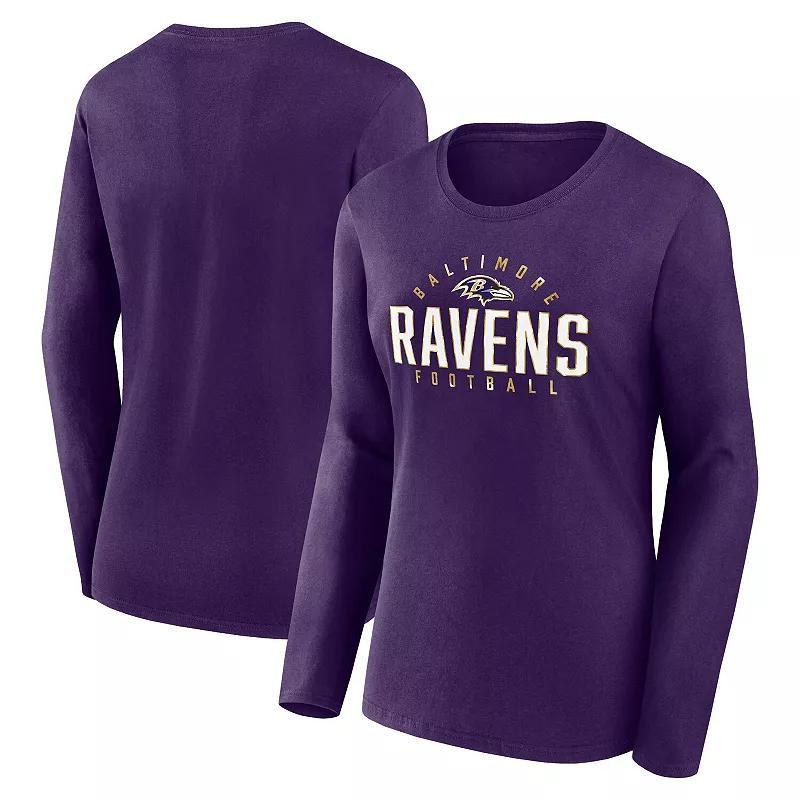 Womens Fanatics Branded Purple Baltimore Ravens Plus Size Foiled Play Long Sleeve T-Shirt Product Image