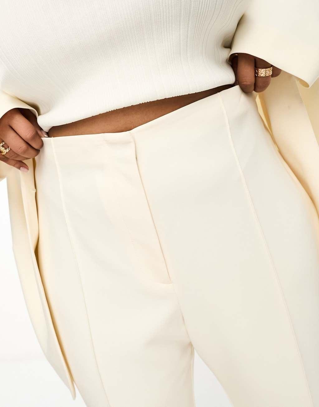 ASOS LUXE Curve suit kickflare pants in cream Product Image