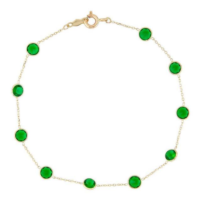 Tiara 10k Gold Simulated Emerald bracelet, Womens Product Image