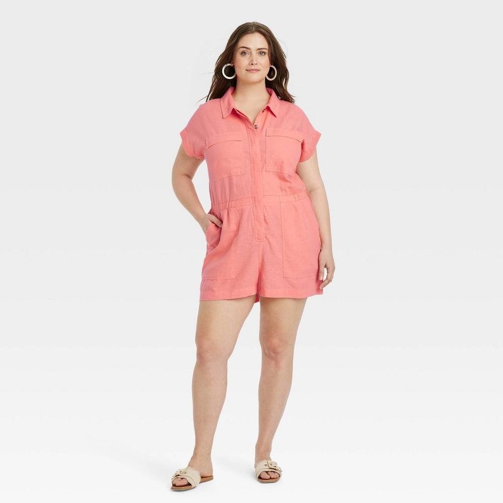 Womens Short Sleeve Romper - Universal Thread Coral 24 Product Image
