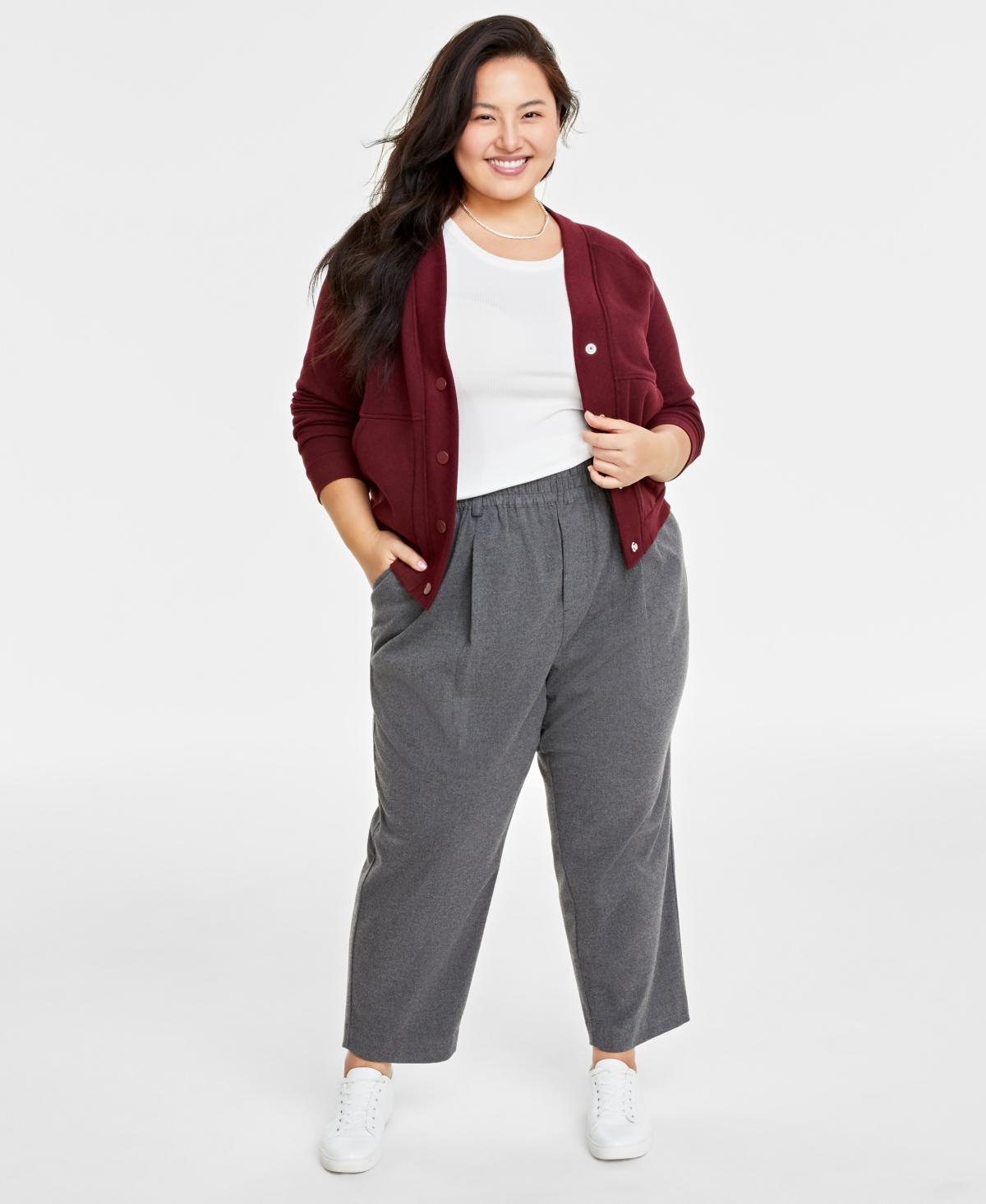 On 34th Plus Size Brushed Relaxed Ankle Pants, Created for Macys Product Image