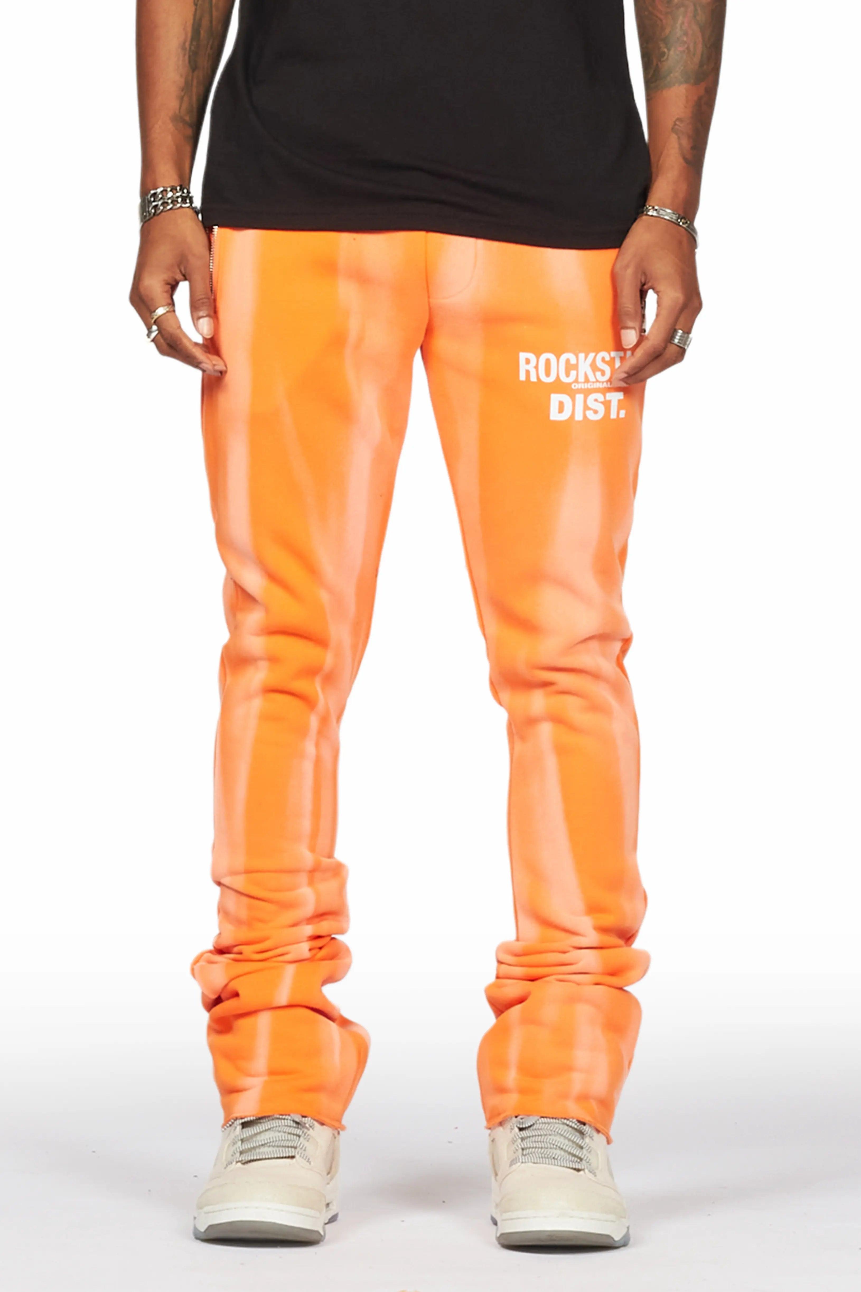 Firoz Orange Graphic Stacked Flare Pant Male Product Image