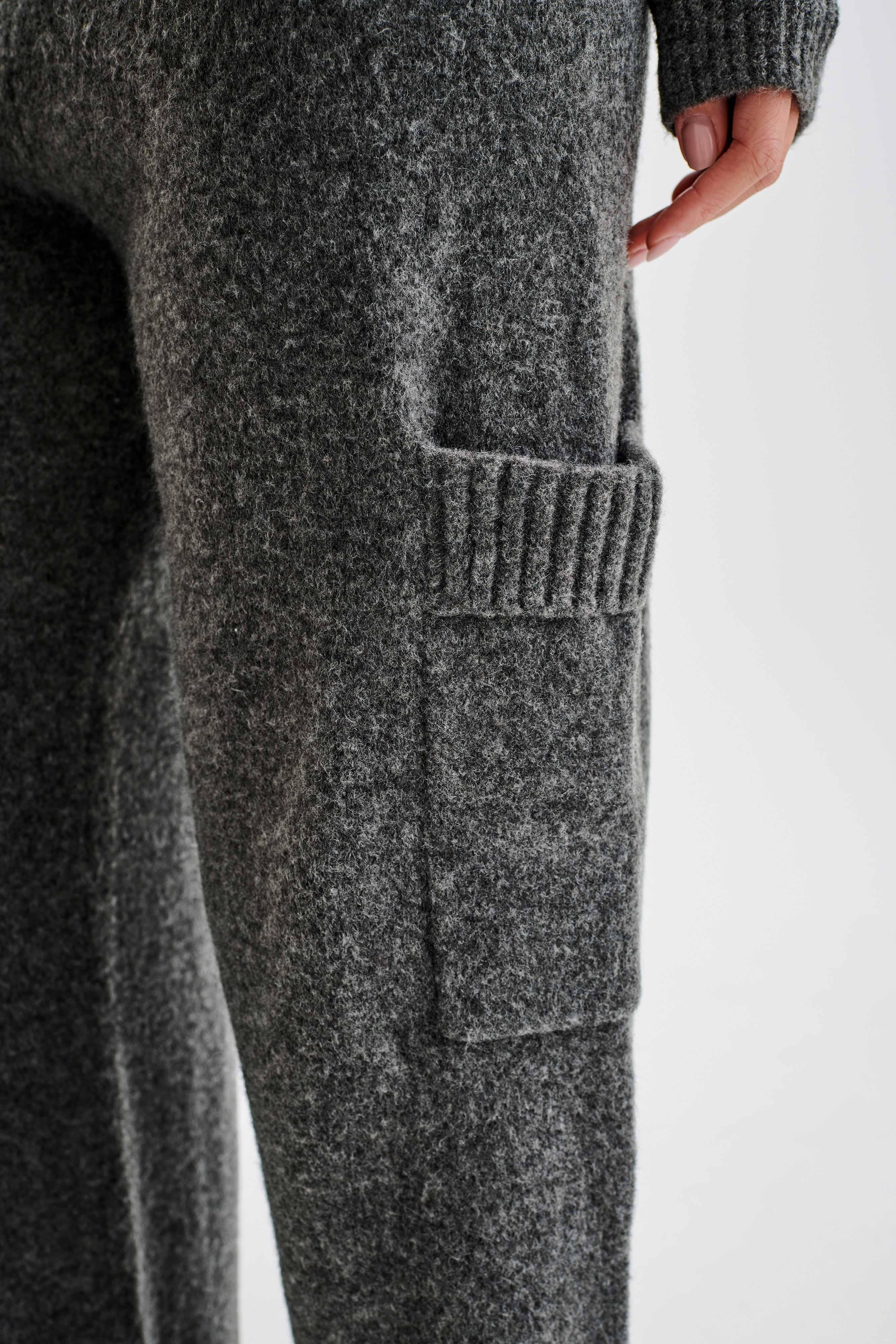 Darius Knit Pants With Pockets - Charcoal Marle Product Image