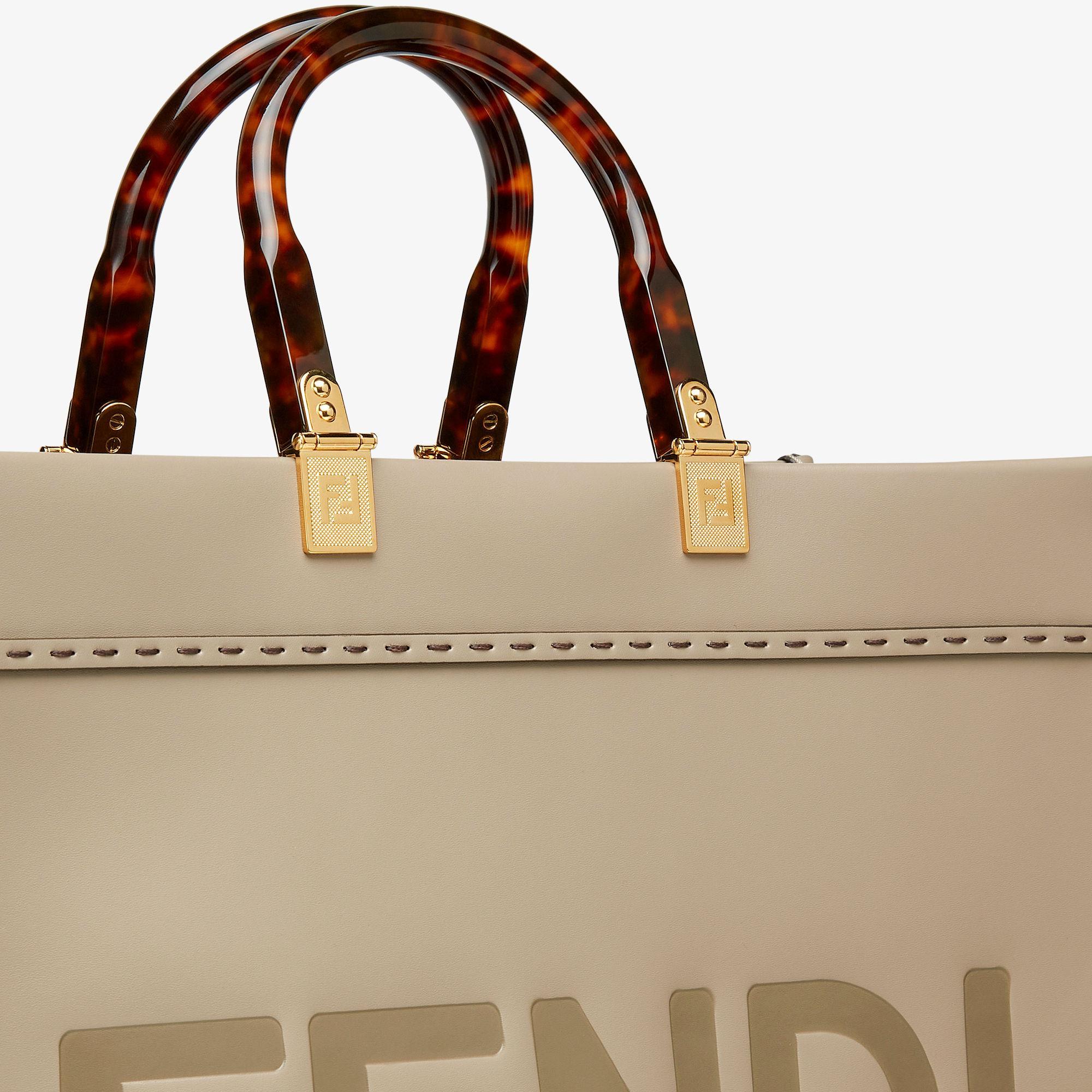 Fendi Sunshine MediumDove gray leather shopper Product Image