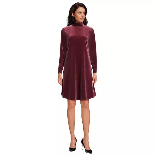 Womens Lands End Long Sleeve Velvet Turtleneck Dress Product Image