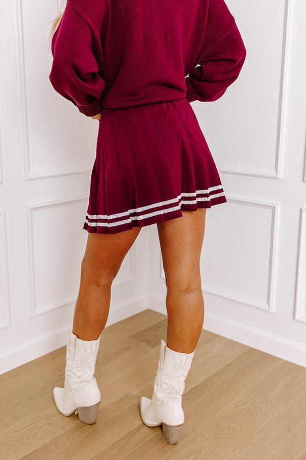 Pep Squad High Waist Pleated Skort in Maroon Product Image