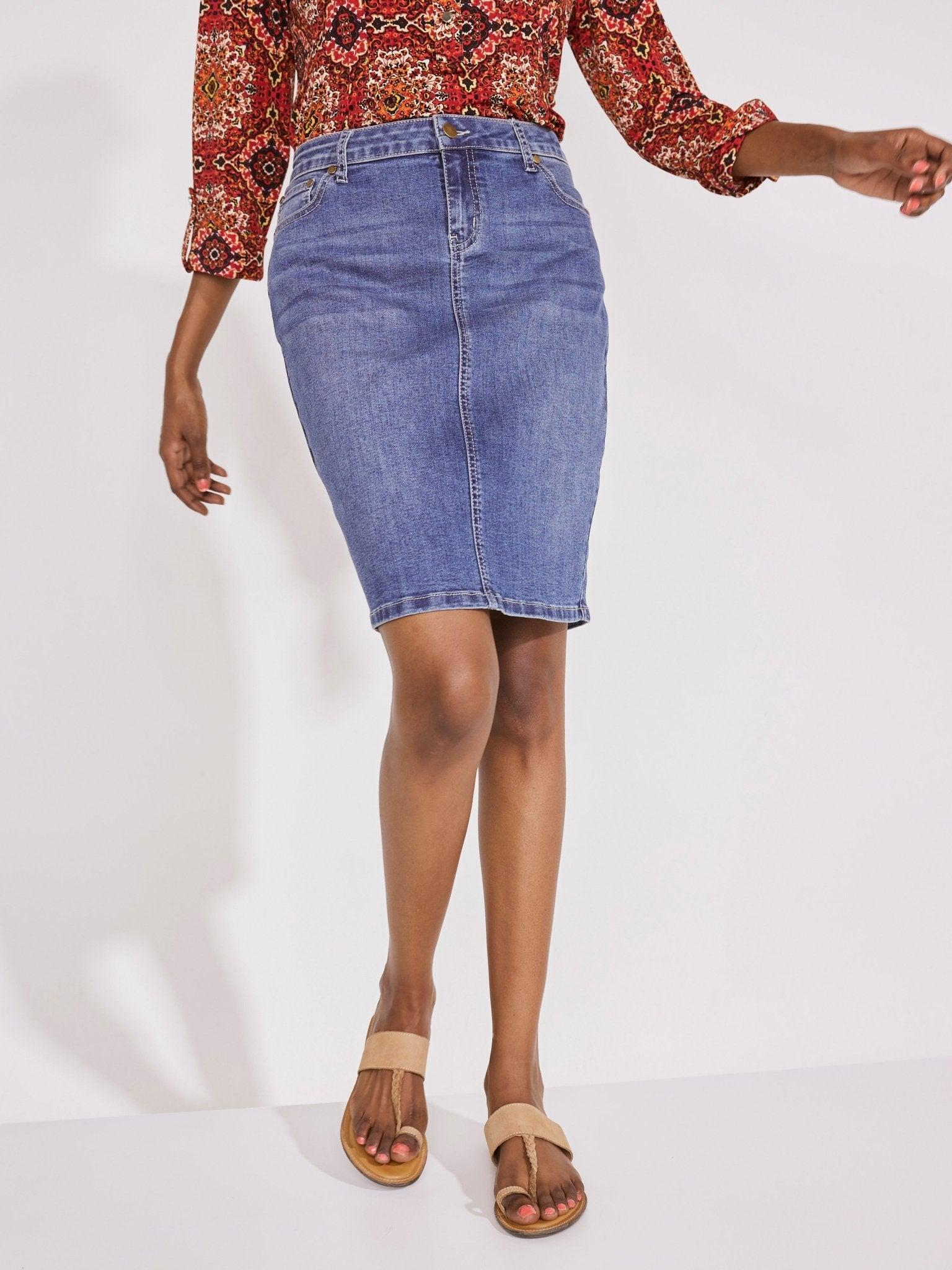 Westport Signature Denim Skirt with Back Slit Product Image