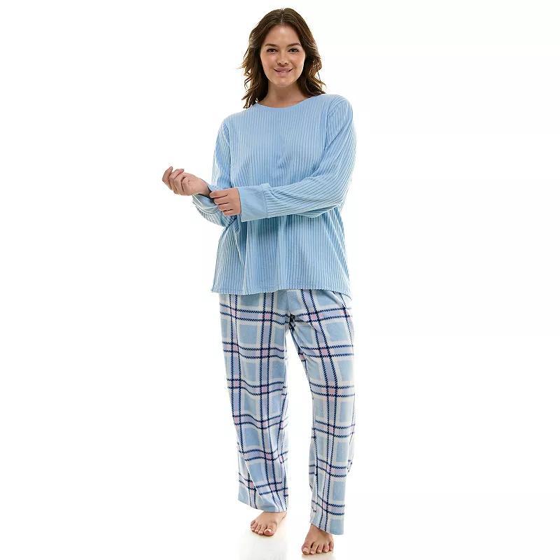 Plus Size Croft & Barrow 2-pc. Long Sleeve Pajama Top & Pajama Pants Sleep Set, Womens Red Toille Product Image